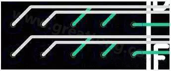 兩個(gè)過孔間能過兩根線的BGA出線，共用2個(gè)走線層