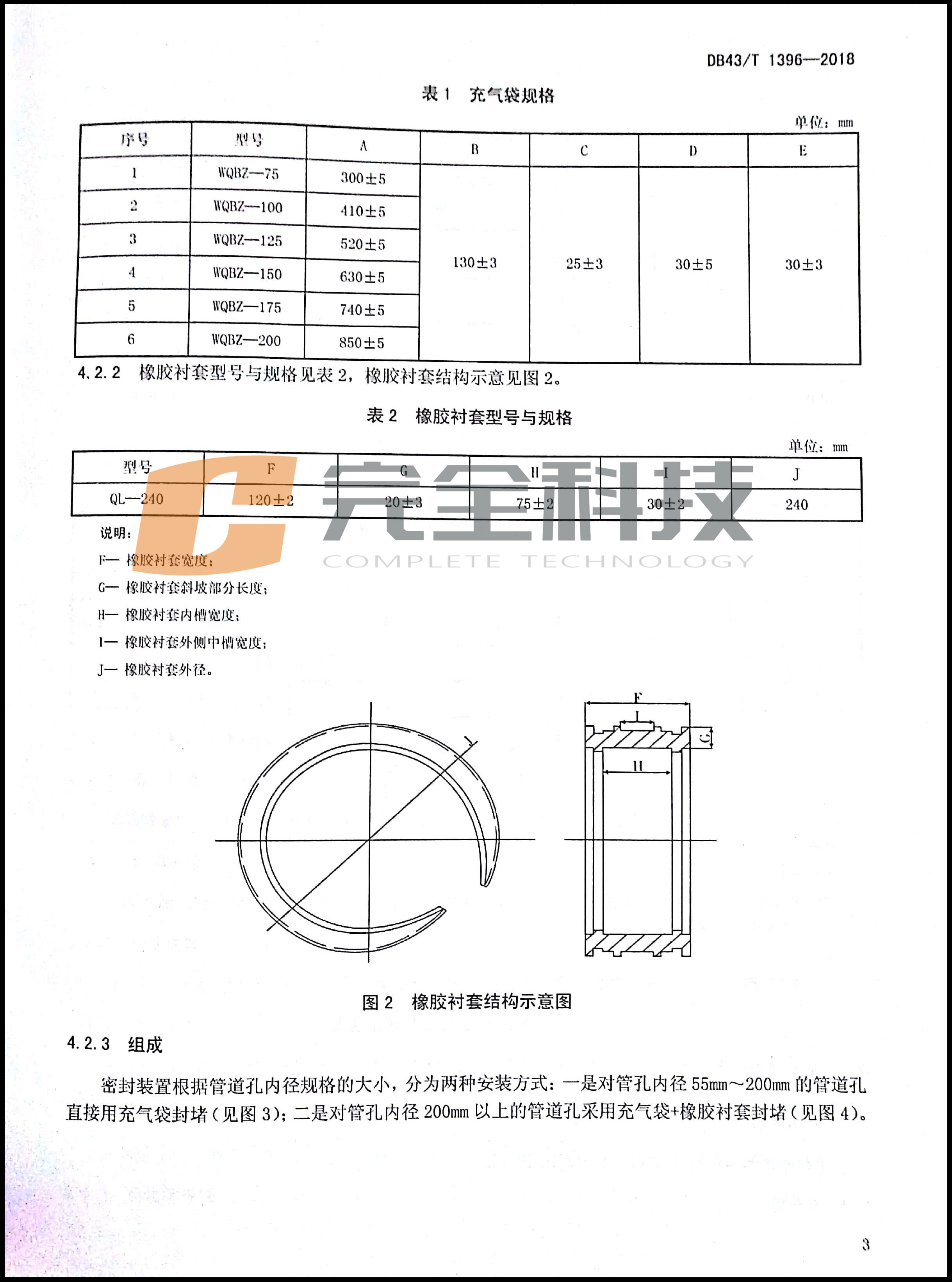 充氣型管道防水堵漏密封裝置地方標(biāo)準(zhǔn)